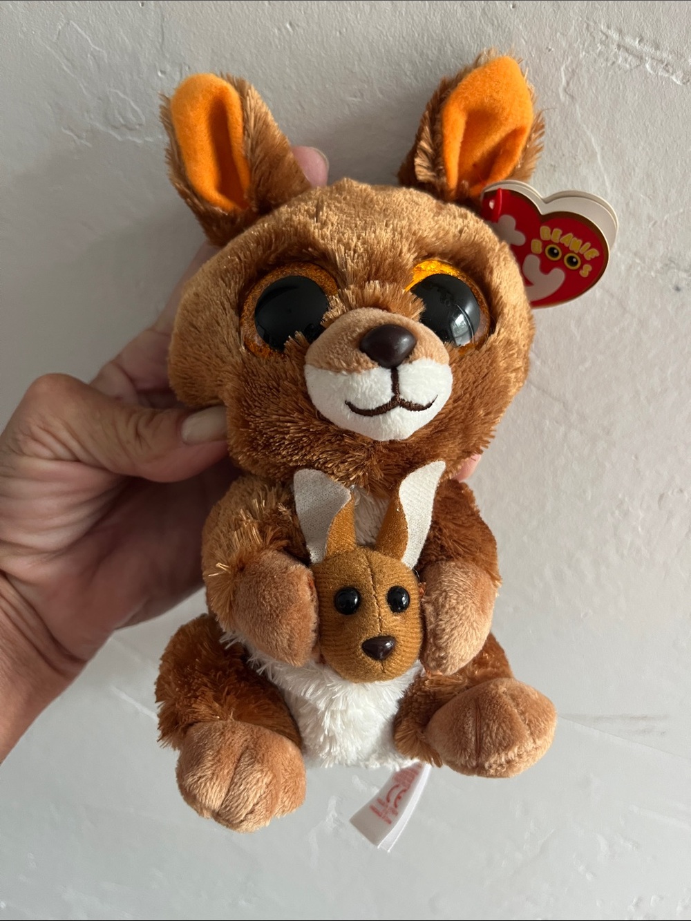 Ty “Kipper” the Kangaroo Plush with Orange-Eared Joey with tags intact.